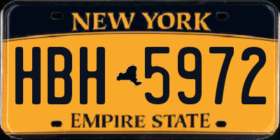 NY license plate HBH5972