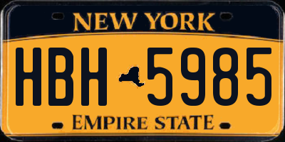 NY license plate HBH5985