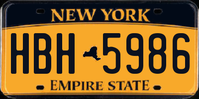 NY license plate HBH5986