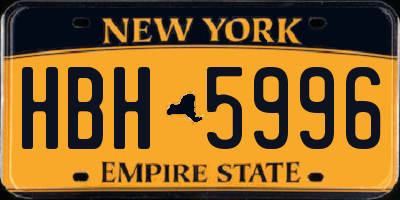 NY license plate HBH5996