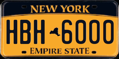 NY license plate HBH6000