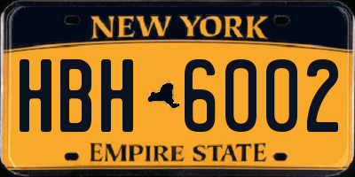 NY license plate HBH6002