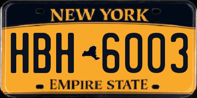 NY license plate HBH6003
