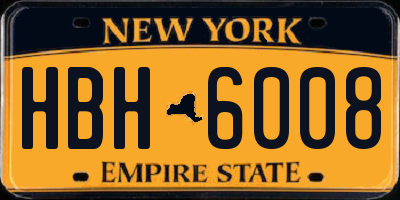 NY license plate HBH6008