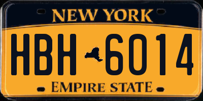 NY license plate HBH6014