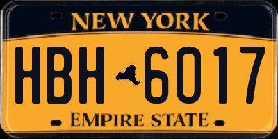 NY license plate HBH6017