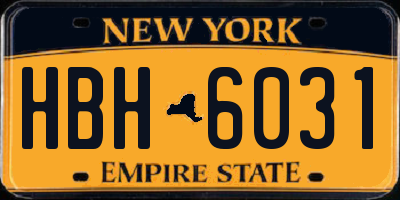 NY license plate HBH6031