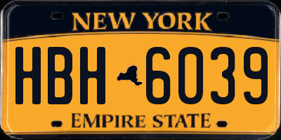 NY license plate HBH6039