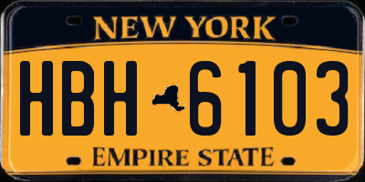 NY license plate HBH6103
