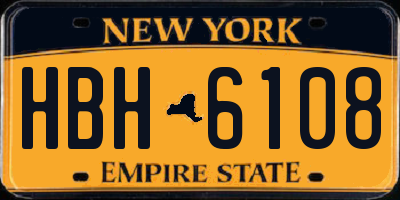 NY license plate HBH6108