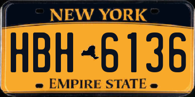 NY license plate HBH6136