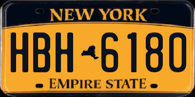 NY license plate HBH6180