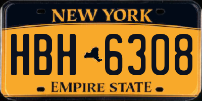 NY license plate HBH6308