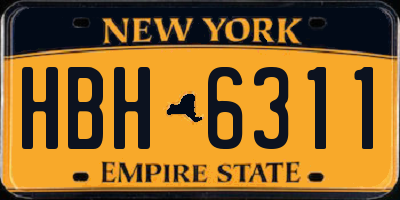 NY license plate HBH6311