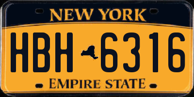 NY license plate HBH6316