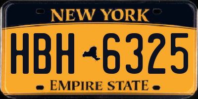 NY license plate HBH6325