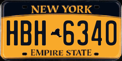NY license plate HBH6340