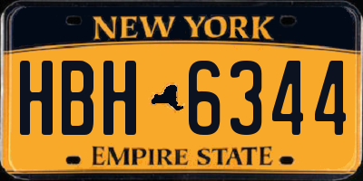 NY license plate HBH6344