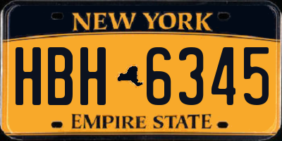 NY license plate HBH6345