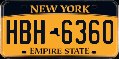 NY license plate HBH6360