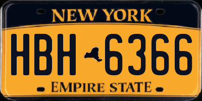 NY license plate HBH6366