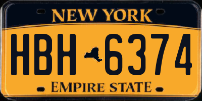 NY license plate HBH6374