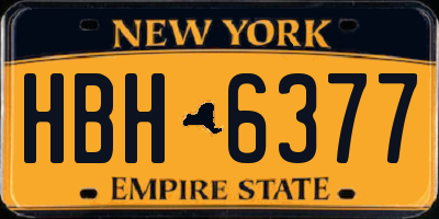 NY license plate HBH6377