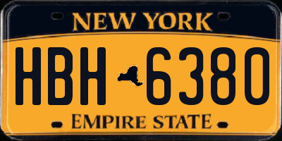 NY license plate HBH6380