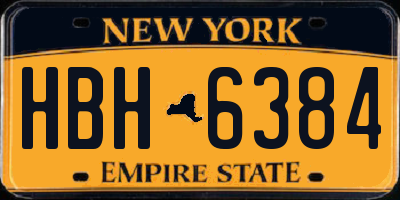 NY license plate HBH6384