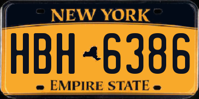 NY license plate HBH6386