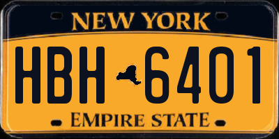 NY license plate HBH6401