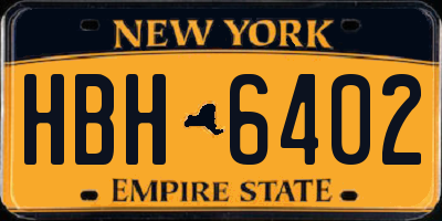 NY license plate HBH6402