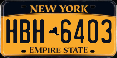 NY license plate HBH6403