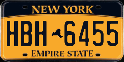 NY license plate HBH6455