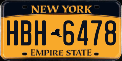 NY license plate HBH6478