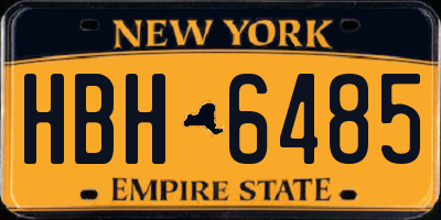 NY license plate HBH6485