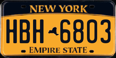 NY license plate HBH6803