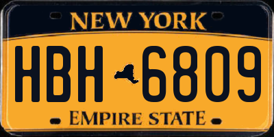 NY license plate HBH6809
