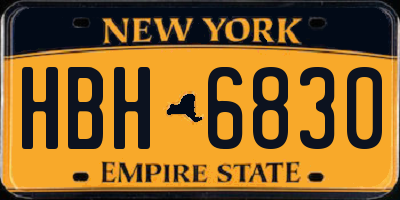 NY license plate HBH6830