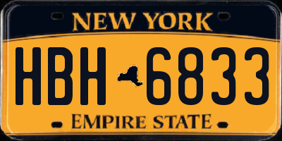 NY license plate HBH6833