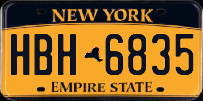 NY license plate HBH6835