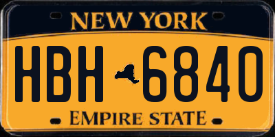 NY license plate HBH6840