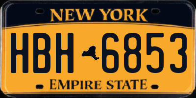 NY license plate HBH6853