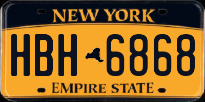 NY license plate HBH6868