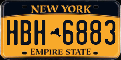 NY license plate HBH6883