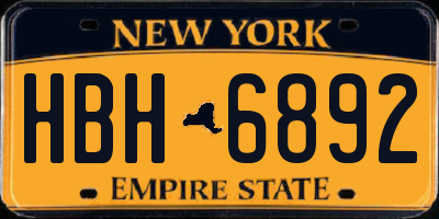 NY license plate HBH6892
