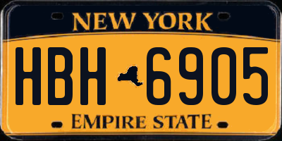 NY license plate HBH6905