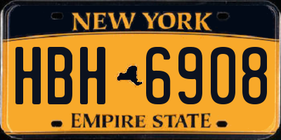 NY license plate HBH6908