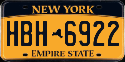 NY license plate HBH6922