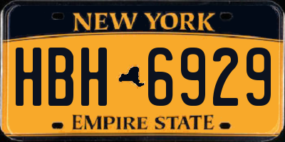 NY license plate HBH6929
